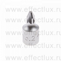 201802X Торцевая головка 1/4" с отвёрточной вставкой для винтов с крестовым шлицем Pozidriv, PZ2, L = 25 мм.