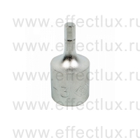 201503MX Торцевая головка 1/4" с отвёрточной вставкой для винтов с внутренним шестигранником Hex, 3 мм., L = 25 мм.