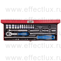 2540MR Набор торцевых головок с принадлежностями 1/4", шестигранные, 4-13 мм., 39 предметов