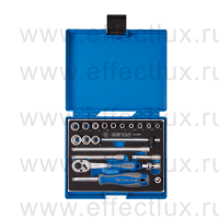 2524MRV Набор торцевых головок с принадлежностями 1/4", шестигранные, 4-14 мм., 21 предмет