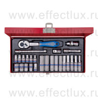 2526MR Набор торцевых головок с принадлежностями 1/4", шестигранные, 4-13 мм., 26 предметов