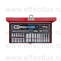 2526SR Набор торцевых головок с принадлежностями 1/4", шестигранные, 5/32"-1/2", 26 предметов