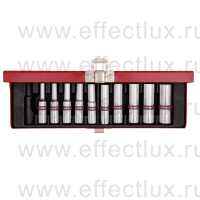 2510SR Набор глубоких торцевых головок 1/4", шестигранные, 5/32"-1/2", 10 предметов