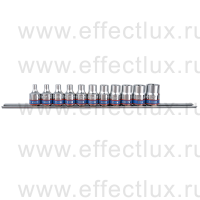 3121PR Набор торцевых головок 3/8" на планке, TORX Е-стандарт, E4-E18, 11 предметов