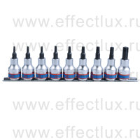 3109PR8 Набор торцевых головок с отвёрточными вставками 3/8" на планке, Torx, Т10-Т50 мм, L = 50 мм, 9 предметов