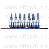 2127PR Набор торцевых головок с отвёрточными вставками 1/4" на планке, профиль Hex, 3-10 мм., L = 37 мм., 7 предметов