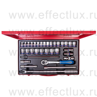 4034MR06 Набор торцевых головок с принадлежностями 1/2", двенадцатигранные, 8-32 мм., 33 предмета