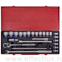 4026MR Набор торцевых головок с принадлежностями 1/2", двенадцатигранные, 10-32 мм, 24 предмета