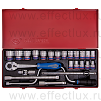 4325MR Набор торцевых головок с принадлежностями 1/2", шестигранные, 10-32 мм., 24 предмета