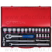 4531SR Набор торцевых головок с принадлежностями 1/2", шестигранные, 3/8-1.1/4", 23 предмета