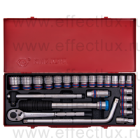 4033MR Набор торцевых головок с принадлежностями 1/2", двенадцатигранные, 10-32 мм., 24 предмета