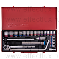 4533MR Набор торцевых головок с принадлежностями 1/2", шестигранные, 10-32 мм., 24 предмета