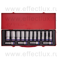 4215MR Набор двенадцатигранных удлинённых торцевых головок 1/2", 10-32 мм., 15 предметов