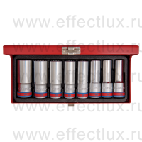 4208SR Набор удлинённых двенадцатигранных торцевых головок 1/2", 1/2"-15/16", 8 предметов