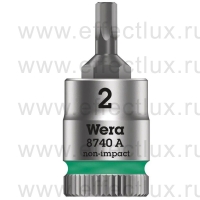 WERA 8740 A Торцевая головка для винтов с внутренним шестигранником Zyklop с приводом 1/4", размер: 2 мм. WE-003330