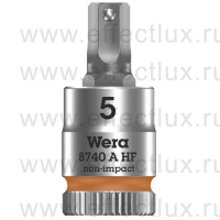 WERA 8740 A HF Торцевая головка для винтов с внутренним шестигранником Zyklop с приводом 1/4", с фиксирующей функцией, размер: 5 мм. WE-003335