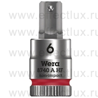 WERA 8740 A HF Торцевая головка для винтов с внутренним шестигранником Zyklop с приводом 1/4", с фиксирующей функцией, размер: 6 мм. WE-003337