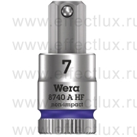 WERA 8740 A HF Торцевая головка для винтов с внутренним шестигранником Zyklop с приводом 1/4", с фиксирующей функцией, размер: 7 мм. WE-003341