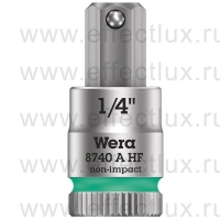 WERA 8740 A HF Торцевая головка для винтов с внутренним шестигранником Zyklop с приводом 1/4", с фиксирующей функцией, размер: 1/4" WE-003388
