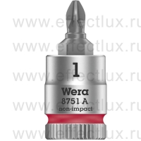 WERA 8751 A Phillips Торцевая головка с отвёрточной вставкой Zyklop с приводом 1/4", размер: PH 1 WE-003350