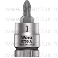 WERA 8755 A Pozidriv Торцевая головка с отвёрточной вставкой PZ Zyklop с приводом 1/4", размер: PZ1 WE-003353