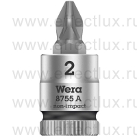 WERA 8755 A Pozidriv Торцевая головка с отвёрточной вставкой PZ Zyklop с приводом 1/4", размер: PZ2 WE-003354