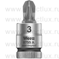 WERA 8755 A Pozidriv Торцевая головка с отвёрточной вставкой PZ Zyklop с приводом 1/4", размер: PZ3 WE-003355