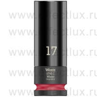 WERA 8790 C Wheel Impaktor Удлинённая ударная шестигранная торцевая головка 1/2", 17 x 85 мм, с пластиковой обоймой для защиты колёсного диска  WE-004590