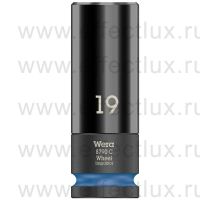 WERA 8790 C Wheel Impaktor Удлинённая ударная шестигранная торцевая головка 1/2", 19 x 85 мм, с пластиковой обоймой для защиты колёсного диска WE-004591