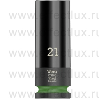 WERA 8790 C Wheel Impaktor Удлинённая ударная шестигранная торцевая головка 1/2", 21 x 85 мм, с пластиковой обоймой для защиты колёсного диска WE-004592
