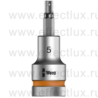 WERA 8740 C HF Торцевая головка для винтов с внутренним шестигранником Zyklop с приводом 1/2", с фиксирующей функцией, размер: 5х60 мм. WE-003821