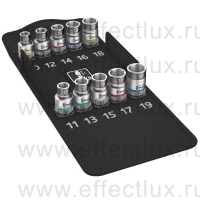 WERA 8790 HMC HF 1 Набор торцевых головок Zyklop 1/2" , с фиксирующей функцией, 10 предметов, 10/11/12/13/14/15/16/17/18/19 мм. WE-004203