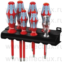 WERA 3160 i/7 VDE Набор отвёрток диэлектрических из нержавеющей стали + подставка, 7 предметов, индикатор напряжения 0.5x3x70; SL 3.0/3.5/4.0/5.5, PH 1/2 WE-022728