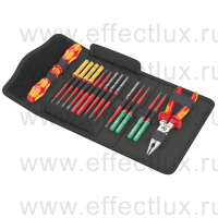 WERA Kraftform Kompakt VDE 17 extra slim 1 Tool Finder Набор сменных отвёрток-насадок диэлектрических с рукояткой-держателем + электромонтажные клещи, 17 предметов WE-006612
