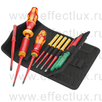 WERA Kraftform Kompakt VDE 16 Torque 1,2-3,0 Nm extra slim 1 Tool Finder Набор отвёрток-насадок диэлектрических с динамометрической рукояткой-держателем, 16 предметов WE-006609