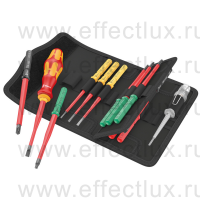 WERA Kraftform Kompakt VDE 16 extra slim 1 Tool Finder Набор сменных отвёрток-насадок диэлектрических с рукояткой-держателем + индикатор напряжения, 16 предметов WE-006608