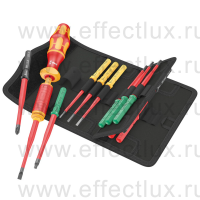 WERA Kraftform Kompakt VDE 15 Torque 1,2-3,0 Nm extra slim 1 Tool Finder Набор отвёрток-насадок диэлектрических с динамометрической рукояткой-держателем, 15 предметов WE-006605