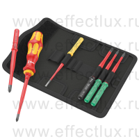 WERA Kraftform Kompakt VDE 7 extra slim 1 Tool Finder Набор сменных отвёрток-насадок диэлектрических с рукояткой-держателем, 7 предметов WE-006603