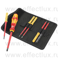 WERA Kraftform Kompakt VDE 7 Universal 2 Tool Finder Набор сменных отвёрток-насадок диэлектрических с рукояткой-держателем, 7 предметов WE-006601