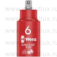 WERA 8740 B VDE HF Отвёрточная головка Zyklop, изолированная, с приводом 3/8", с фиксирующей функцией, размер: 6 мм. WE-004902