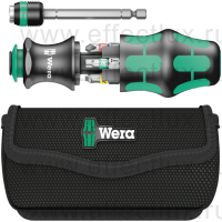 WERA Kraftform Kompakt 20 Tool Finder 1 с сумкой, набор бит с отвёрткой-битодержателем и патроном Rapidaptor, 7 предметов WE-051016