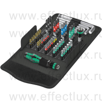 WERA Kraftform Kompakt 100 Набор бит с отвёрткой-битодержателем с патроном Rapidaptor + набор Г-образных ключей, 52 предмета WE-057460