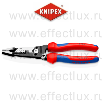 KNIPEX Клещи электромонтажные WireStripper, 7-в-1, американская модель, зачистка 18-10 AWG (1-жил) and 20-12 AWG (многожил), рез: Ø 15 мм. 1/2", 200 мм, 2-х компонентные ручки KN-13728