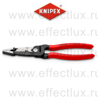 KNIPEX Клещи электромонтажные WireStripper, 5-в-1, зачистка 0.75 – 4 / 6 мм², рез Ø 15 мм / 50 мм², 200 мм., фосфатированные, обливные ручки KN-1371200ME
