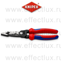 KNIPEX Клещи электромонтажные WireStripper, 5-в-1, зачистка 0.75 – 4 / 6 мм², рез Ø 15 мм / 50 мм², 200 мм., фосфатированные,2-х компонентные ручки KN-1372200ME