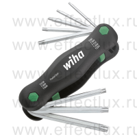 WIHA SB 363TR P8 Набор штифтовых TORX® ключей с отверстием в футляре-рукоятке PocketStar® T9-T40, MagicRing ®, 8 предметов в блистере WI-25166