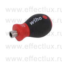 WIHA 281 01 Отвертка с магнитным держателем для бит SoftFinish® с короткой рукояткой 1/4" x 57 мм. WI-29463