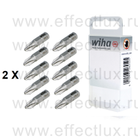 WIHA 7011 Z PH2 20 Набор бит Phillips PH2 Standard 25 мм. 1/4" в пластиковой коробке 20 шт. WI-36275
