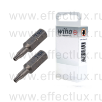 WIHA 7015 ZTR T10H 2 Набор бит TORX® Tamper Resistant T10H Standard 25 мм. 1/4" в пластиковой коробке 2 шт. WI-38649