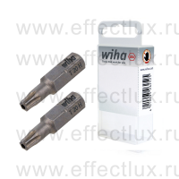 WIHA 7015 ZTR T20H 2 Набор бит TORX® Tamper Resistant T20H Standard 25 мм. 1/4" в пластиковой коробке 2 шт. WI-38651
